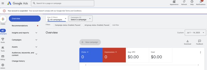 Ad Account Suspension