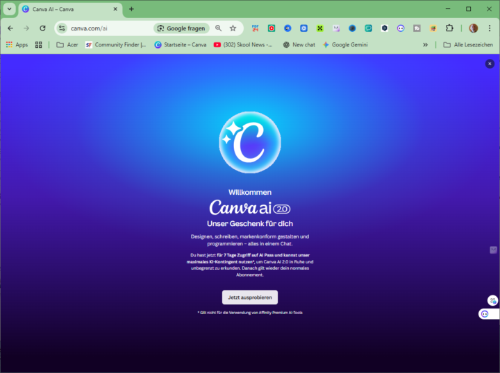 1 Mio. Menschen können CANVA AI 2.0 =gratis= testen