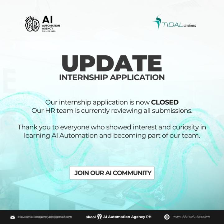📢 Internship Application Update