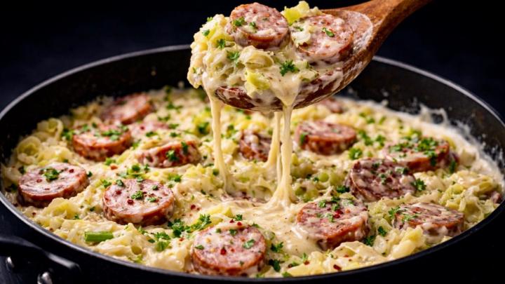 Better Than Pasta? Creamy Cabbage & Sausage Alfredo Skillet