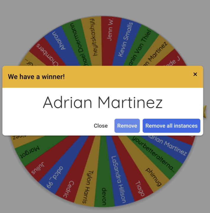 🎉 Wheel Winner! 🎉