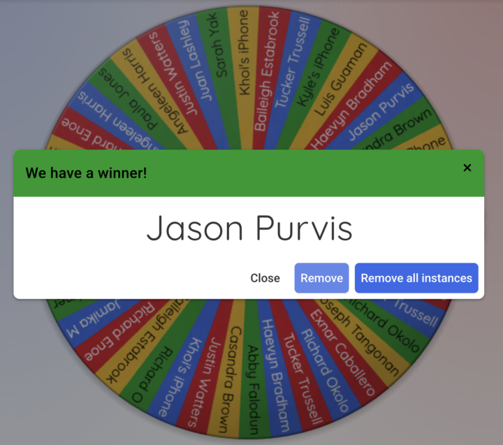 🎉 Wheel Winner Alert!