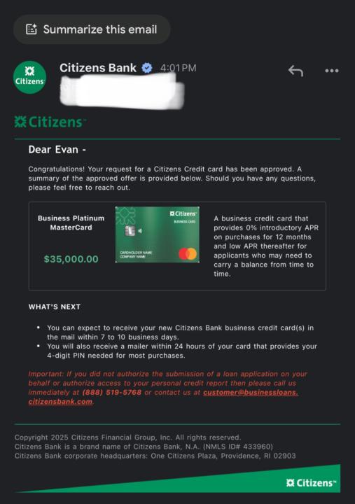 Quick lil approval from Citizen