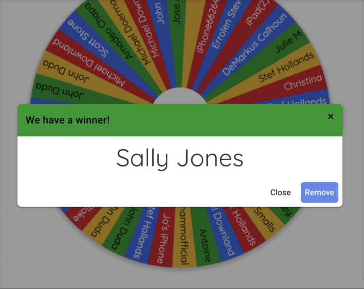 🎉 Wheel Winner Alert! 🎉