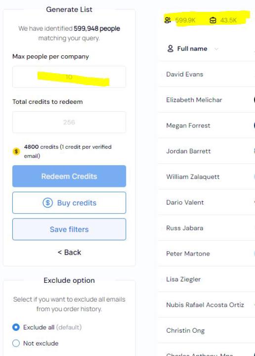 Not Maxxing out people per company (include all) - How?
