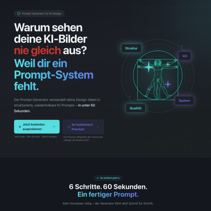 In 60 Sekunden mit KI Prompt Generator zu strukturierten KI-Designs