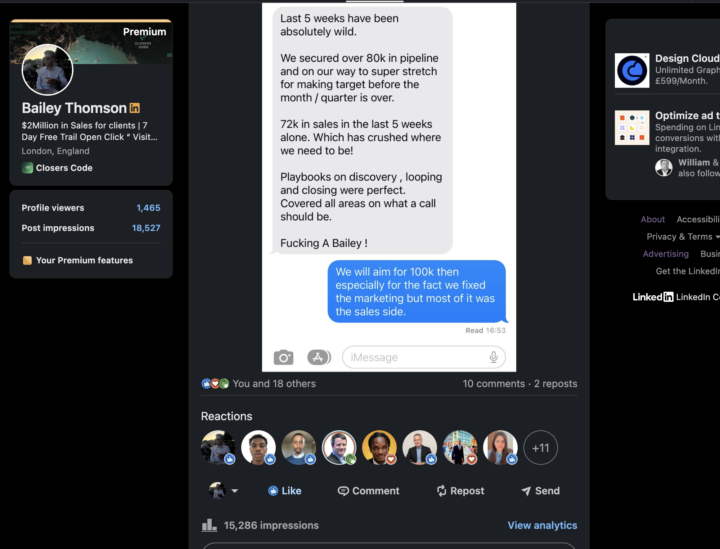 In the last 24 hours my last linked in post brought 6 new enquiries and £1200 in sales. 