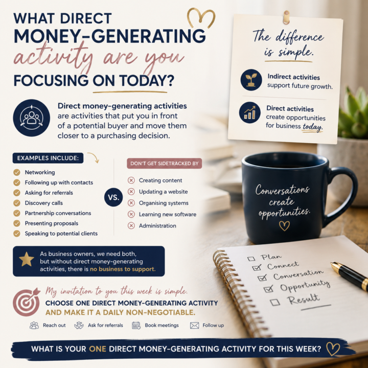 What direct money-generating activity are you focusing on this week?