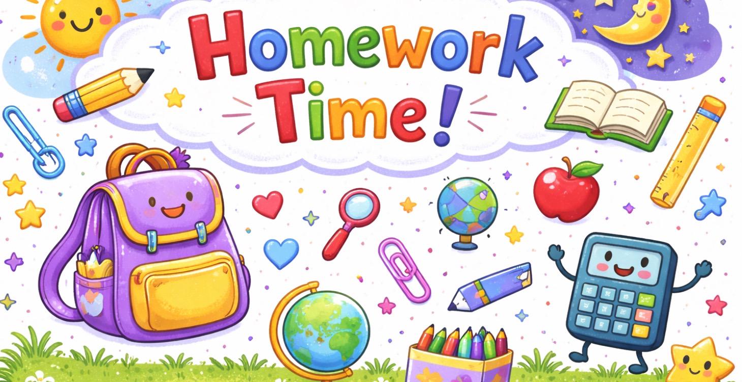 Homework Time! – Learn, Practice & Shine ✨