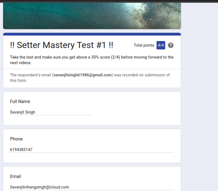 Setter Mastery Test #1