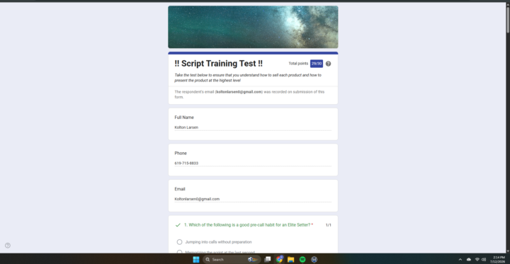Script Training Test 
