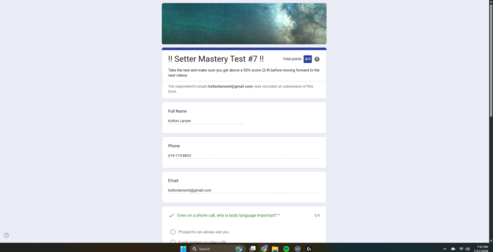 Setter Mastery Test #7 & Takeaways