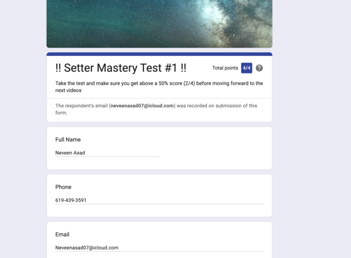 Appointment Setter Mastery Test's #1-8