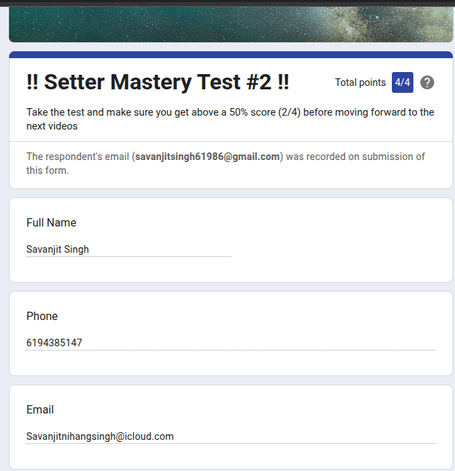 Setter Mastery Test #2