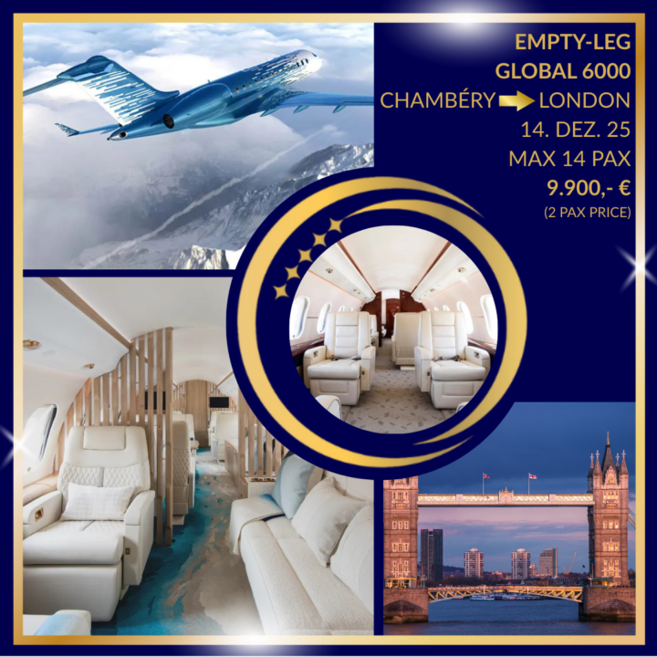 Empty-leg Ultra-Long-Range Global 6000 Chambéry to London