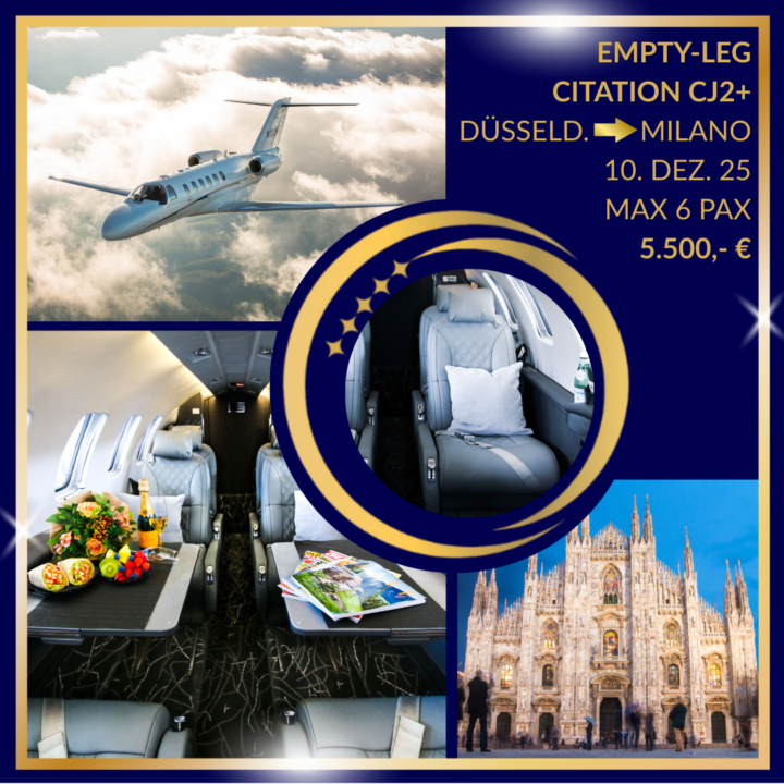 Empty-Leg Düsseldorf-Milano Citation CJ2+