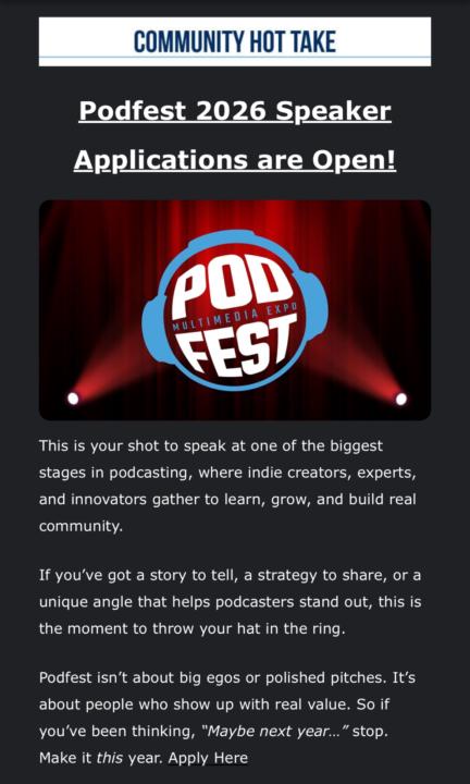 Speaker Applications 2026 PODFESTEXPO