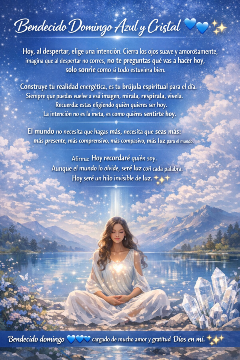 Bendecido domingo azul y cristalino, familia de luz 💙✨