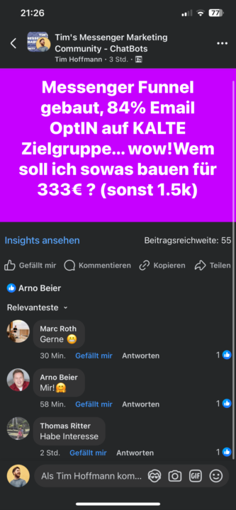 Anfragen für ManyChat Funnel generieren  - so gehts! 👇🔥