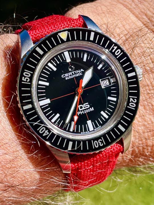 Certina DS Diver with a POP of red for today