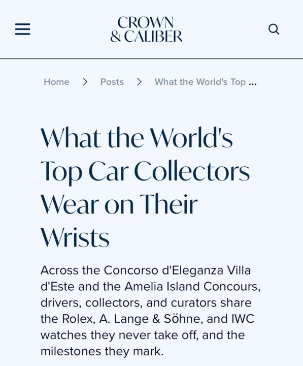 Cars and watches…watches and cars