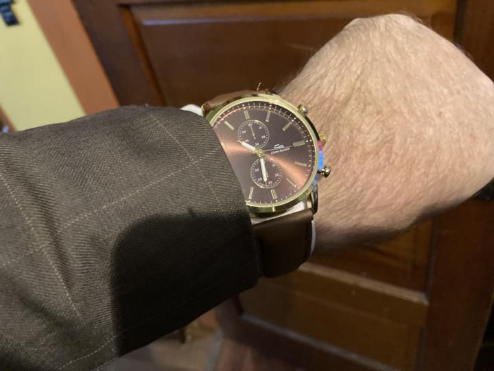 Wearing new brown watch