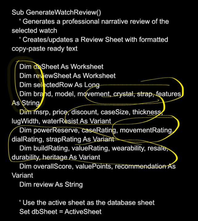 Just a Snippet of my Watch Ranking Aggregator