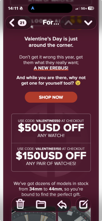 Erebus Valentines Sale