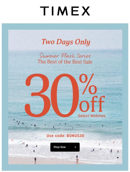 Timex 30% off summer sale!