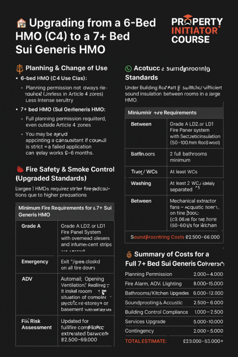 Extra works and costs for a Sui Generis HMO. 