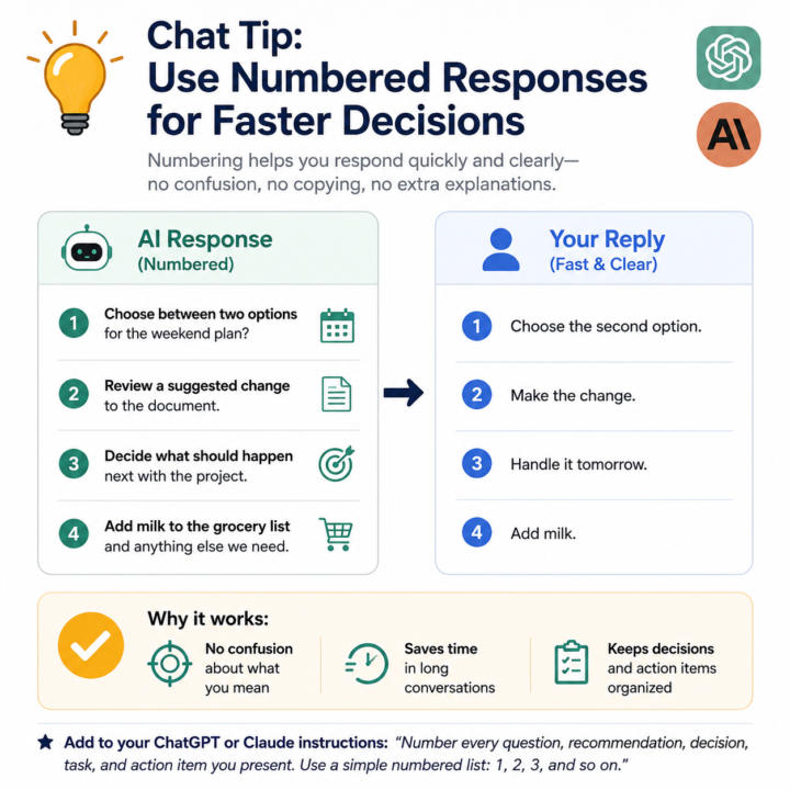 💡 Use Reference Numbers in Chat Response to Save Time