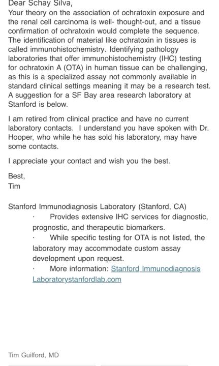 Ochratoxin - mold and connection to CANCER AND ccRCC 