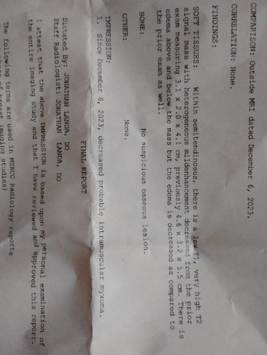 Good news : tumor shrinking 