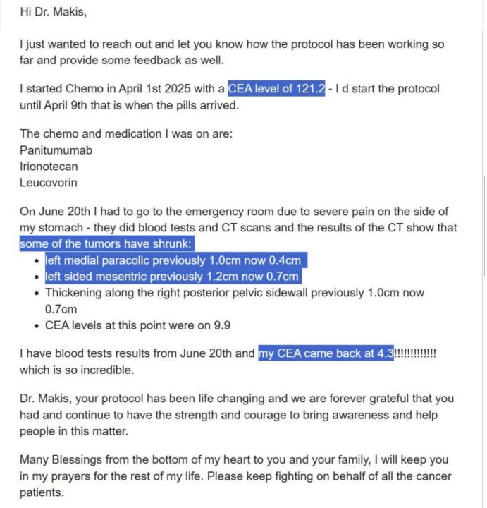 IVERMECTIN and FENBENDAZOLE Testimonial - 55 year old Toronto patient with Stage 4 Rectal Cancer metastatic to peritoneum reports after 2.5 months