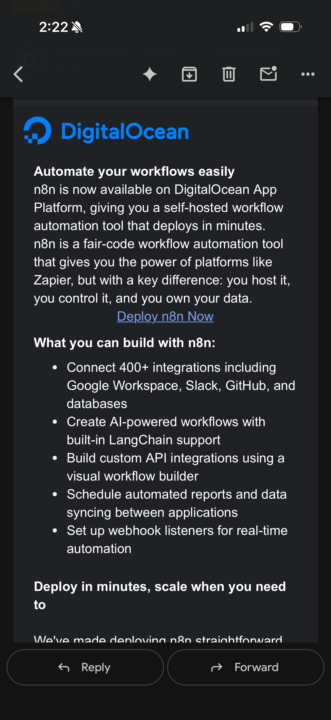 Digital Ocean / Native n8n app