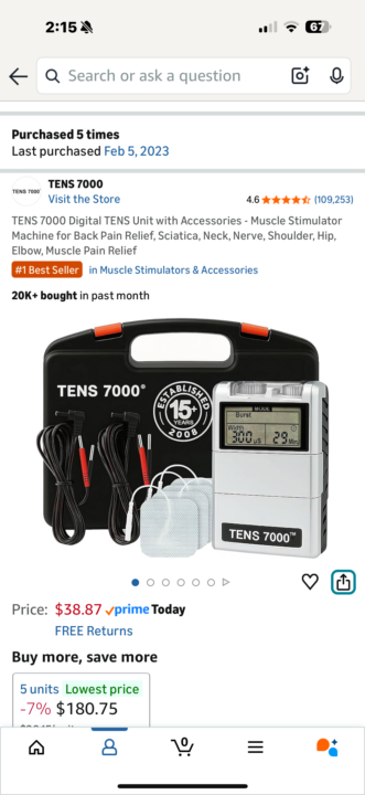 Tens unit for pain reduction and activation