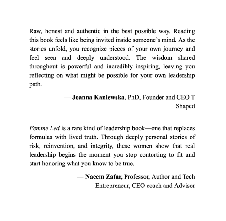 Praise for the book... Femme Led