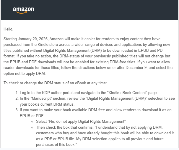 Amazon e-reader updates