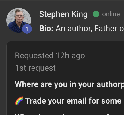 Stephen King wants to join this group... 