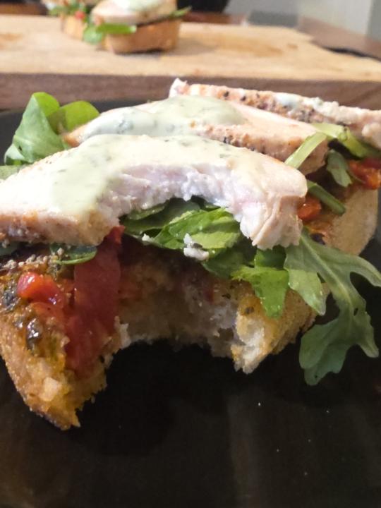 Chicken sandwich with cowboy butter and grilled Peppers!