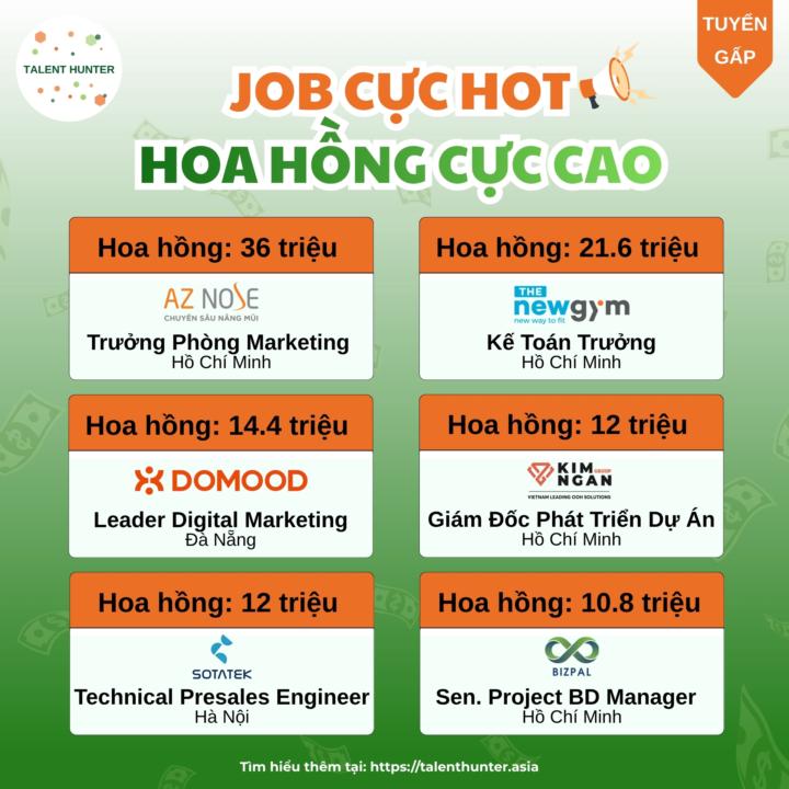 HOT JOB HOA HỒNG TRÊN 10 TRIỆU