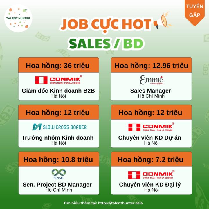🚀 TỔNG HỢP HOT JOB SALES & BD - HOA HỒNG LÊN ĐẾN 36M 💸