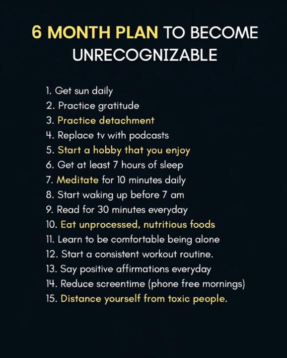 6 month plan to become unrecognizable.
