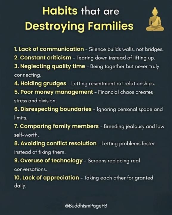 Bad habits that are destroying families.