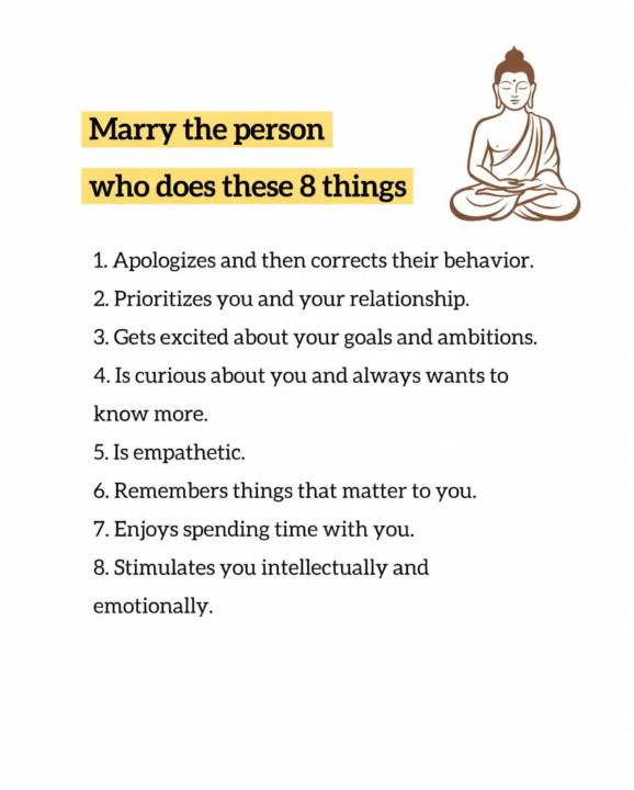 Marry, the person who does these eight things.