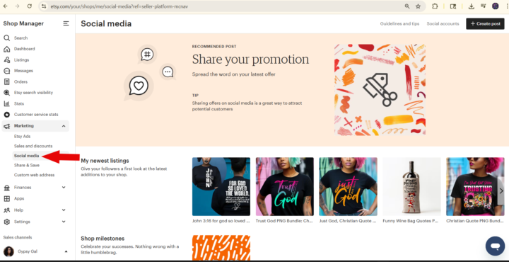 Check Out Etsy Social Media Promotions & Saving with Share Your Link