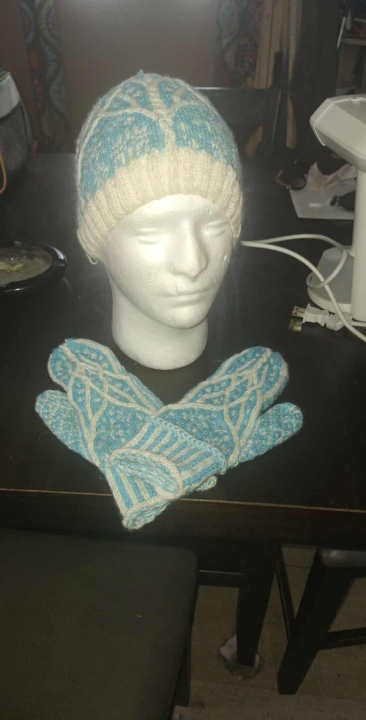 Winter wonderland hat and mittens set