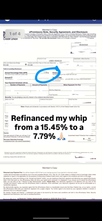 Refinanced my vehicle 