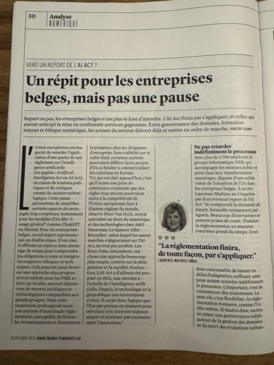 Un article du Trends Tendances sur l’IA ACT
