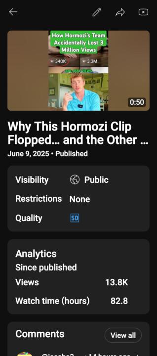 My first video after tweaking my format